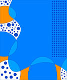 Blue, orange and white background with dots
