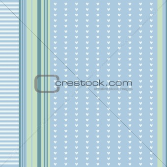 blue and green background with stripes and hearts