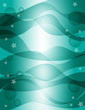 Green and white background with bubbles and stars