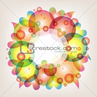 background with colorful circles and hearts