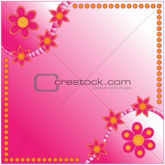 Pink background with flowers and dots