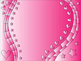 Pink and white background with stars and hearts