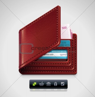 Vector leather wallet XXL icon