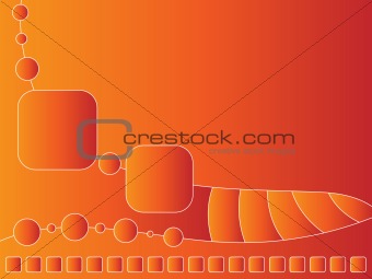 Orange background with dots and squares