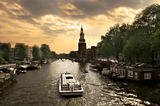 Amsterdam cityscape at evening.