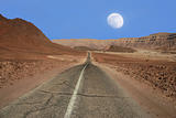 Narrow road through the desert in Israel.