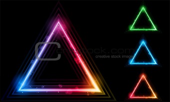 Set of  Neon Laser Triangle Border
