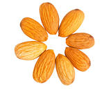 Almond nuts out on a circle