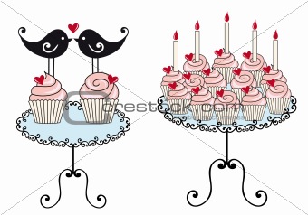 birthday cupcakes, vector