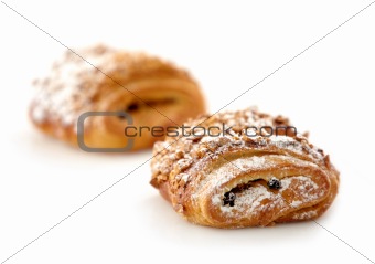 two sweet buns on white background