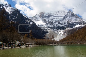 Snow mountain and lake