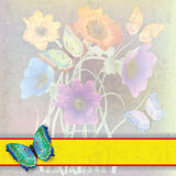 abstract background with butterflies and flowers