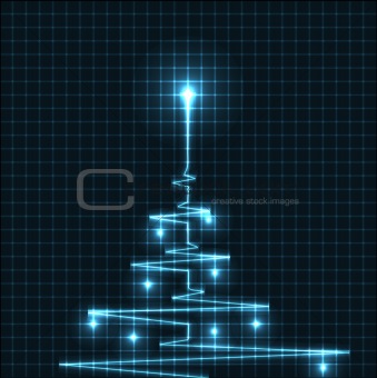 Abstract Christmas tree from heart beats cardiogram illustration - vector