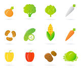 Vegetable food icons collection isolated on white
