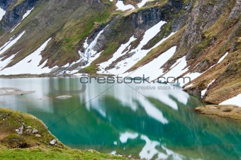 Reflections on the summer alpine lake