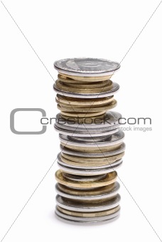 Stack of uah coins isolated on white background