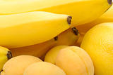 yellow background of fresh fruits