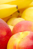 red and yellow background of fresh fruits