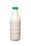 bottle of yogurt with a green cap isolated on white