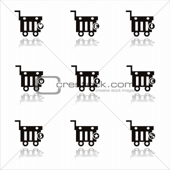black shopping baskets icons