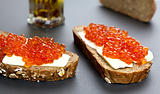 Sandwiches with Red Caviar