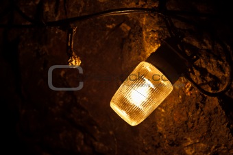 Old electric light in cavern