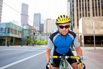 Male bike rider in downtown