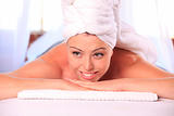 Woman smiling in a spa
