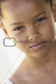Portrait Of Girl Looking Angry