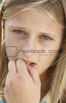 Portrait Of Girl Biting Nails