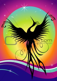 Phoenix bird silhouette re-birth