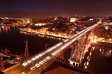 Dom Luis I Bridge illuminated at night. Oporto, Portugal  wester