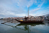 Tipical wine boats (rebelos) in the Douro river, (Oporto - Portu