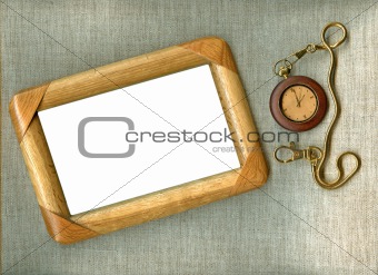 wooden frame with old watch