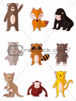 cartoon wildlife animal icons set