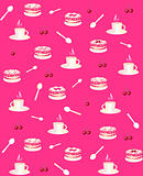 pink background with cake and coffee for cafe and restaurant