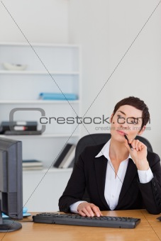 Portrait of a secretary thinking