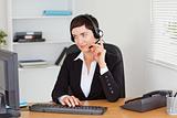 Secretary calling with a headset