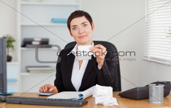 Serious office worker doing accountancy