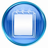 Notebook icon blue, isolated on white background.