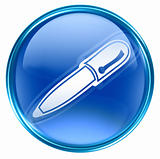 pen icon blue, isolated on white background. 