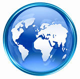 world icon blue, isolated on white background. 