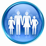 family icon blue, isolated on white background.