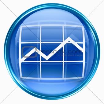 graph icon blue, isolated on white background.