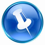  thumbtack icon blue, isolated on white background.