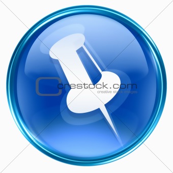  thumbtack icon blue, isolated on white background.