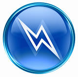Lightning icon blue, isolated on white background.