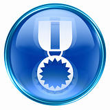  medal icon blue, isolated on white background.