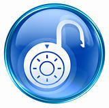 Lock on, icon blue, isolated on white background.