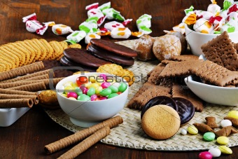 collection of candies and crackers